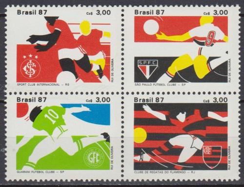 Poštovní známky Brazílie 1987 Fotbalové kluby Mi# 2224-27