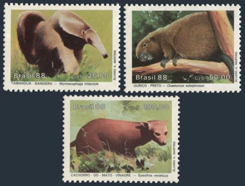 Poštovní známky Brazílie 1988 Chránìná fauna Mi# 2259-61