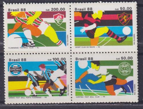 Poštovní známky Brazílie 1988 Fotbalové kluby Mi# 2264-67