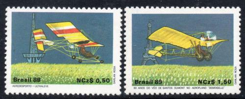 Poštovní známky Brazílie 1989 Letadla Mi# 2310-11 Kat 3.50€