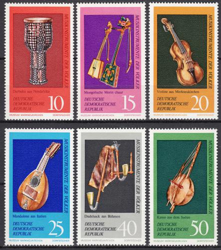 Poštovní známky DDR 1971 Hudební nástroje Mi# 1708-13