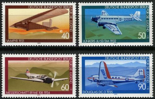 Poštovní známky Západní Berlín 1979 Letadla Mi# 592-95 Kat 6€
