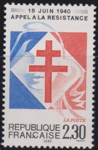 Poštovní známka Francie 1990 Lotrinský køíž Mi# 2789