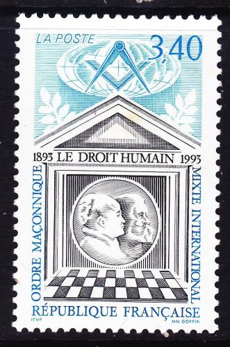 Poštovní známka Francie 1993 Le Droit Humain, 100. výroèí Mi# 2942