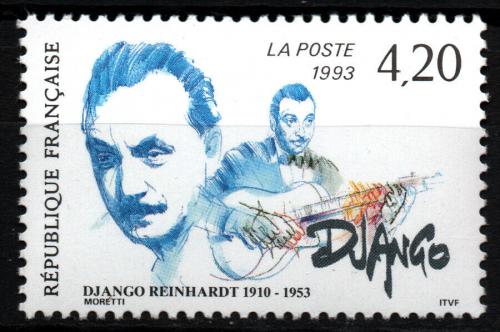 Poštovní známka Francie 1993 Django Reinhardt, jazzman Mi# 2955