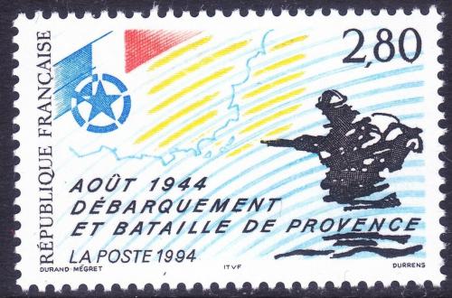 Poštovní známka Francie 1994 Bitva o Provence, 50. výroèí Mi# 3038