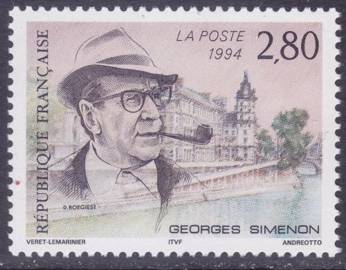 Poštovní známka Francie 1994 Georges Simenon, spisovatel Mi# 3055