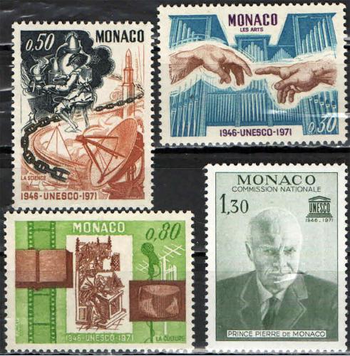 Poštovní známky Monako 1971 UNESCO, 25. výroèí Mi# 1005-08