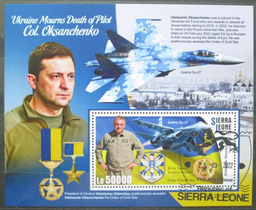 Potovn znmka Sierra Leone 2022 Vlka na Ukrajin, plukovnk Oksanenko Mi# N/N - zvtit obrzek