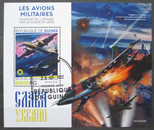 Poštovní známka Guinea 2022 Válka na Ukrajinì, bojová letadla Mi# N/N