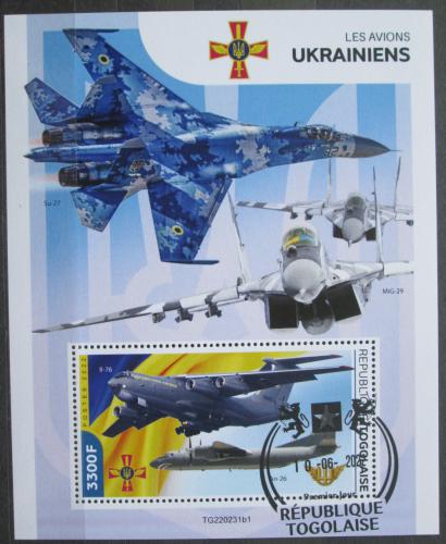 Poštovní známka Togo 2022 Válka na Ukrajinì, bojová letadla Mi# N/N