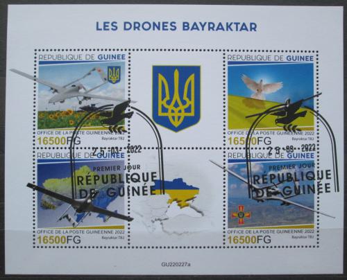 Poštovní známky Guinea 2022 Válka na Ukrajinì, drony Bayraktar Mi# N/N