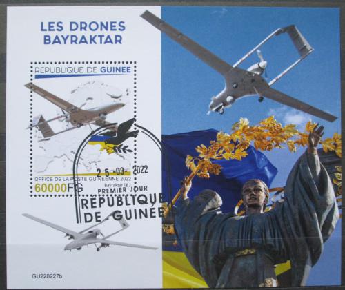 Poštovní známka Guinea 2022 Válka na Ukrajinì, drony Bayraktar Mi# N/N