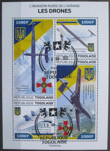 Poštovní známky Togo 2022 Válka na Ukrajinì, drony Mi# N/N