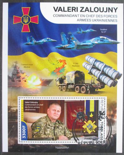 Poštovní známka Togo 2022 Válka na Ukrajinì, generál Zalužnyj Mi# N/N