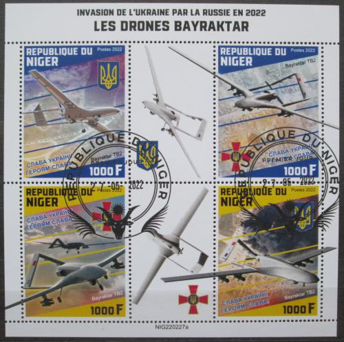 Poštovní známky Niger 2022 Válka na Ukrajinì, drony Bayraktar Mi# N/N