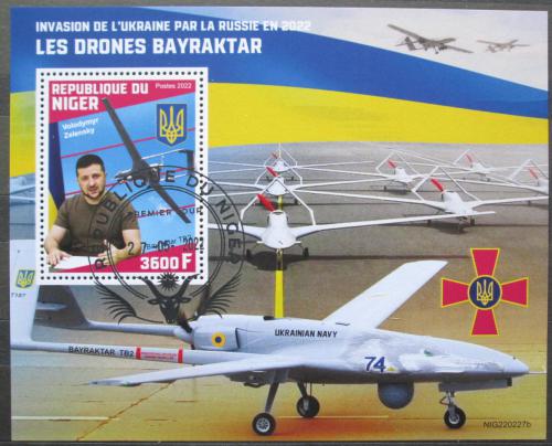 Poštovní známka Niger 2022 Válka na Ukrajinì, drony Bayraktar Mi# N/N