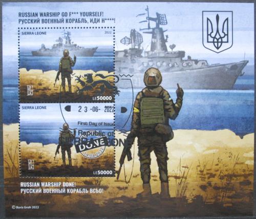 Poštovní známka Sierra Leone 2022 Válka na Ukrajinì, váleèné loïstvo Mi# N/N