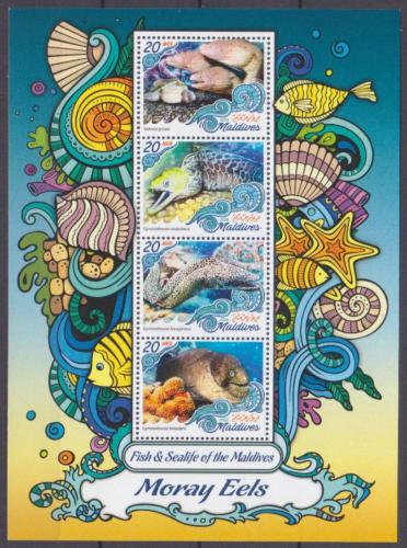 Poštovní známky Maledivy 2016 Murény Mi# 6658-61 Kat 10€