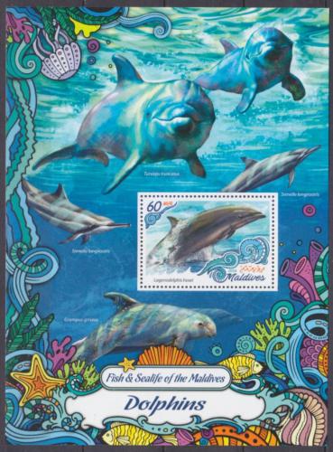 Poštovní známka Maledivy 2016 Delfíni Mi# Block 1001 Kat 7.50€