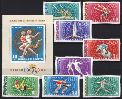 Poštovní známky Maïarsko 1968 LOH Mexiko Mi# 2434-41 + Block 65