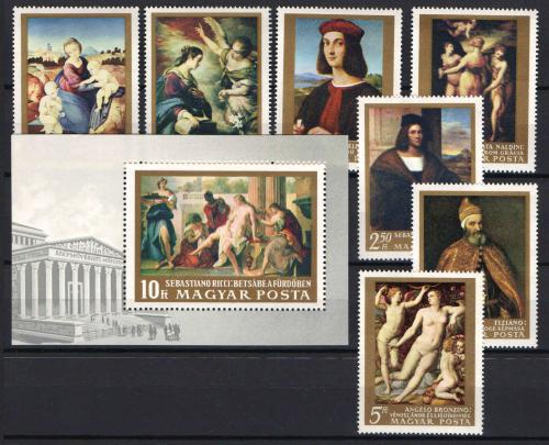 Poštovní známky Maïarsko 1968 Umìní Mi# 2465-71 + Block 67 