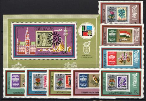 Poštovní známky Maïarsko 1973 Výstava IBRA Mi# 2865-72 + Block 97