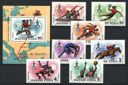 Poštovní známky Maïarsko 1980 LOH Moskva Mi# 3433-39 + Block 142