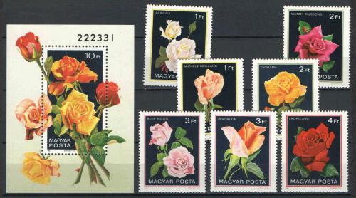Poštovní známky Maïarsko 1982 Rùže Mi# 3548-54 + Block 156