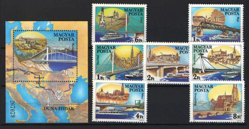 Poštovní známky Maïarsko 1985 Mosty na Dunaji Mi# 3733-39 + Block 176