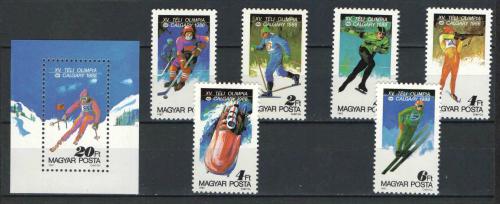 Poštovní známky Maïarsko 1987 ZOH Calgary Mi# 3929-34 + Block 193