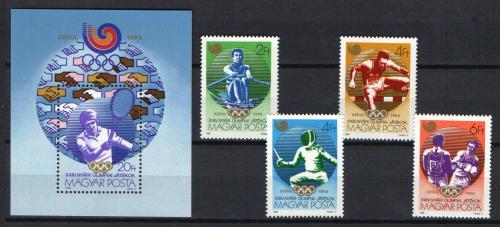 Poštovní známky Maïarsko 1988 LOH Soul Mi# 3959-62 + Block 198