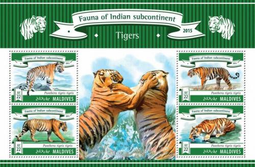 Poštovní známky Maledivy 2015 Tygøi Mi# 5624-27 Kat 11€