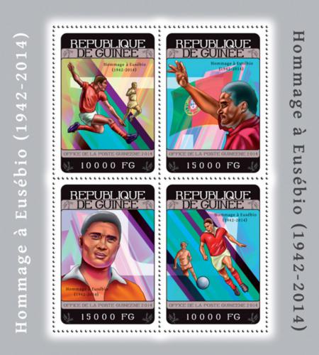 Poštovní známky Guinea 2014 Eusébio, fotbal Mi# 10517-20 Kat 20€