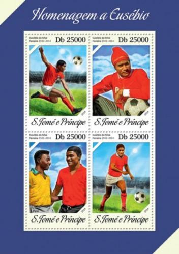 Poštovní známky Svatý Tomáš 2014 Eusébio, fotbal Mi# 5554-57 Kat 10€