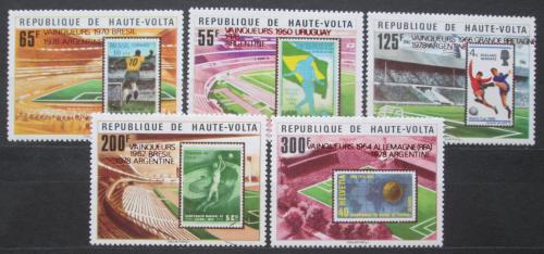 Poštovní známky Horní Volta 1979 MS ve fotbale èervený pøetisk RARITA Mi# 740-44