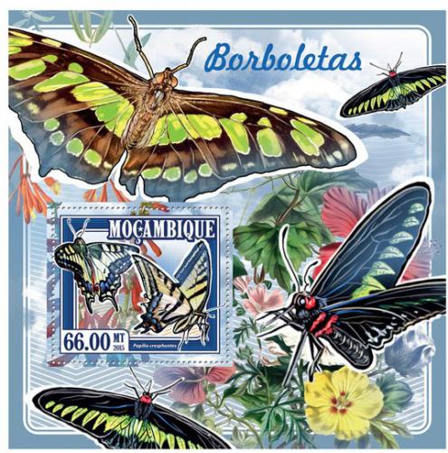 Poštovní známka Mosambik 2015 Motýli Mi# 7695 Block