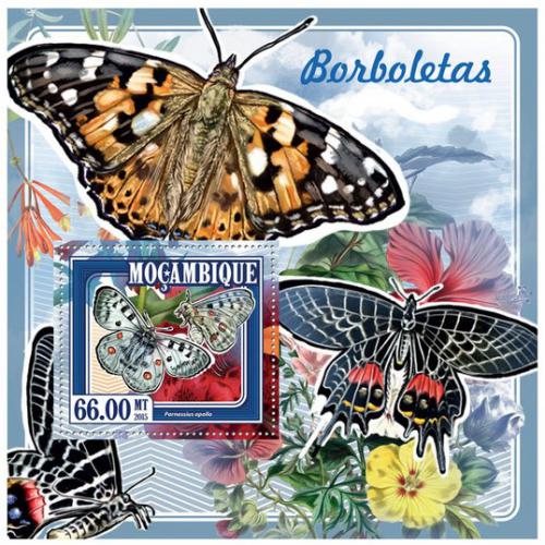 Poštovní známka Mosambik 2015 Motýli Mi# 7697 Block