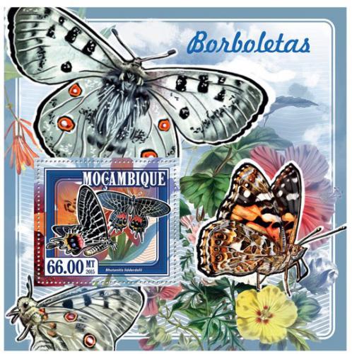 Poštovní známka Mosambik 2015 Motýli Mi# 7698 Block