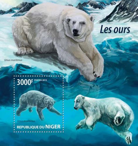 Poštovní známka Niger 2015 Medvìdi Mi# Block 441 Kat 12€