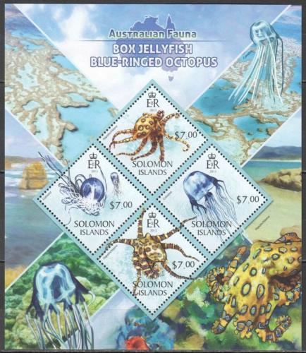 Poštovní známky Šalamounovy ostrovy 2013 Medúzy a chobotnice Mi# 1907-10 Kat 9.50€