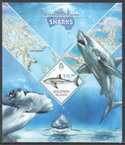 Poštovní známka Šalamounovy ostrovy 2013 Žraloci Mi# Block 169 Kat 12€