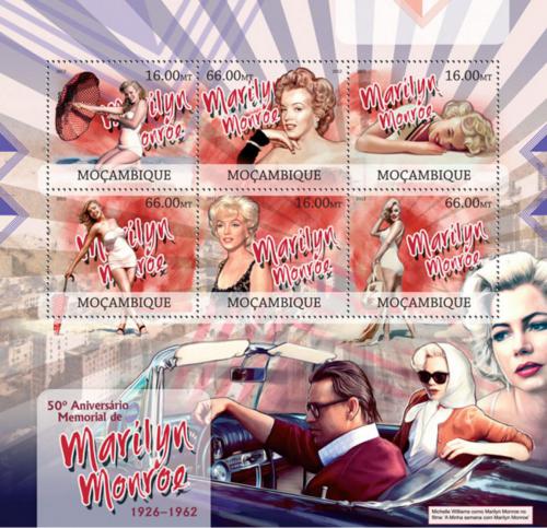 Poštovní známky Mosambik 2012 Marilyn Monroe Mi# 5958-63 Kat 14€