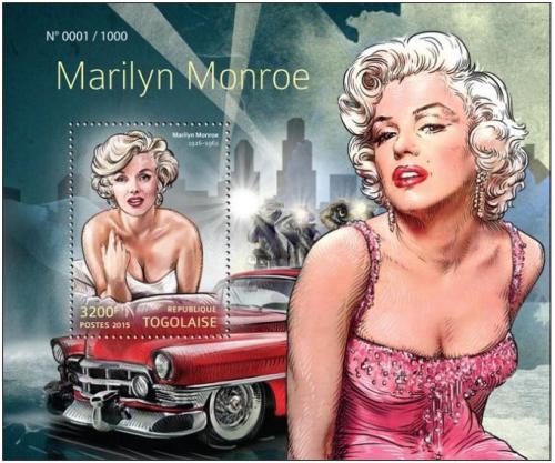 Poštovní známka Togo 2015 Marilyn Monroe Mi# Block 1203 Kat 13€