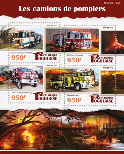 Poštovní známky Togo 2015 Hasièská auta Mi# 7043-46 Kat 15€