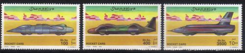 Poštovní známky Somálsko 2001 Raketová auta TOP SET Mi# 860-62 Kat 17€