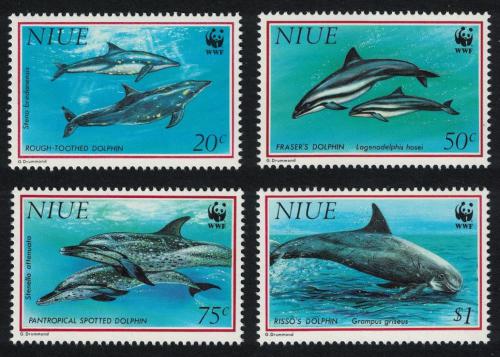 Poštovní známky Niue 1993 Delfíni, WWF Mi# 822-25 Kat 14€