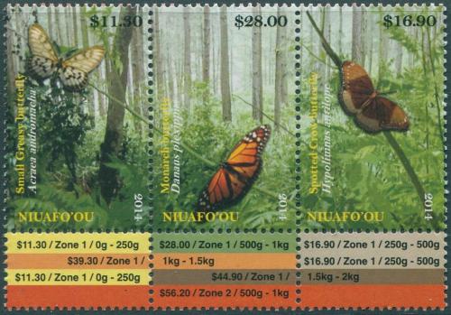 Poštovní známky Tonga Niuafo´ou 2014 Motýli TOP SET Mi# 554-56 Kat 60€