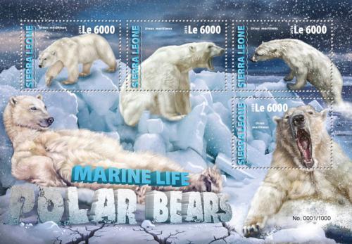 Poštovní známky Sierra Leone 2016 Lední medvìdi Mi# 7088-91 Kat 11€