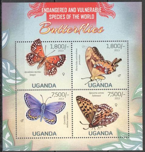 Poštovní známky Uganda 2013 Motýli Mi# 3015-18 Kat 22€
